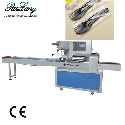 Automatic Disposible Fork Knife Spoon Packing Machine Packaging Machinery Horizontal Flow Wrapping Machine